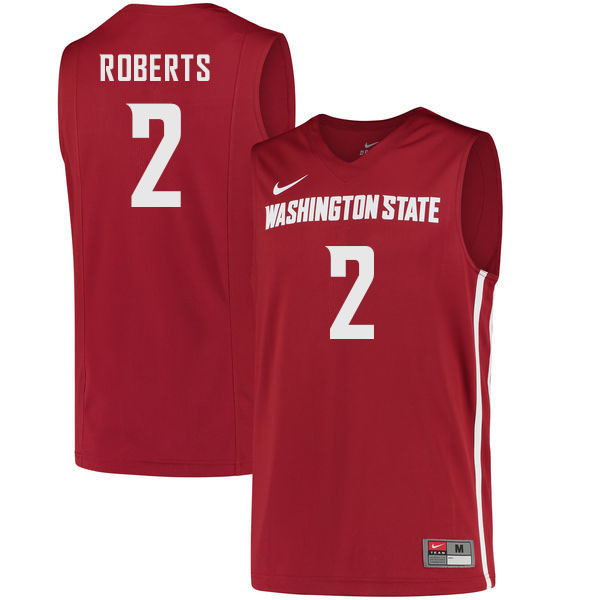 Men #2 Tyrell Roberts Washington State Cougars College Basketball Jerseys Sale-Crimson
